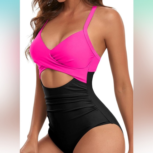 Eomenie Women's One Piece Swimsuits Tummy Control Cutout High Waisted Bathing - Picture 2 of 12